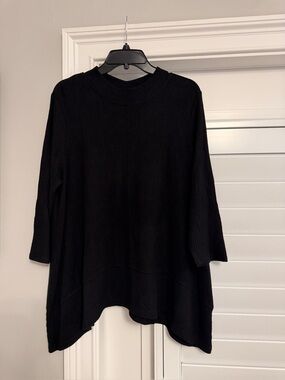 Weekends By Chicos Black Women's Relaxed Knit Pullover Top